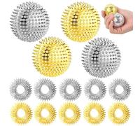 AOUZOVLI 4Pcs Pallina Massaggio Palline Magnetiche Per Agopressione Con 10pcs Anello Per Digitopressione 32mm Pallina Massaggio Piede Per Alleviare Lo Stress O Per Il Massaggio