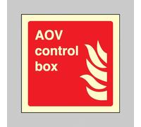 AOV control box (Glow in the Dark cartello in vinile autoadesivo) - Dimensioni: 150 x 150 mm (Caledonia Signs - SKU: 41113C)