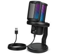 Aovanta Microfono da gioco RGB, microfono a condensatore USB con filtro pop, riduzione del rumore (nero)