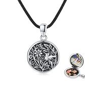 AOVEAO Collana con medaglione a forma di cuore con colibrì, in argento Sterling S925, con ciondolo a forma di colibrì e fiori, per foto e per tenere qualcuno vicino a te, in argento Sterling, Metallo