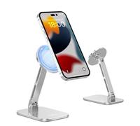 Aoviho Supporto magnetico per telefono da scrivania regolabile, supporto portatile per telefono con rotazione a 360°, in alluminio, compatibile con iPhone 16/15/14/13/12 Pro Max e custodia magnetica