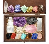Aovila Set di Pietre e Cristalli Naturali Curativi per Principianti, 20 Pezzi Cristalli curativi Naturali - Rosa del Deserto Pietra, Cristallo di Ametista, 7 Pietre Chakra, Cristalli di Quarzo Rosa