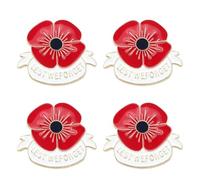 AOVNA 4 spille a forma di papavero con scritta "Let Us Not Forget The Veterans Day" e "Let Us Not Forget The Veterans Day", spilla smaltata rossa