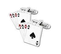 AOVNA Gemelli da uomo a forma di carte da poker con quattro assi, per camicie casual, compleanni, matrimoni, celebrazioni (7 × 5 × 1 cm)