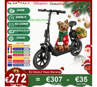AOVOPRO EB1/EB1 PLUS 500W Scooter elettrico 54.6V10.4Ah/22.5Ah Batteria di grande capacità 45/100KM Lungo raggio 35 km/h 14 pollici EScooter