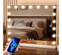 Aovquof Hollywood - Specchio da trucco con illuminazione, 70 x 55 cm, grande specchio illuminato con 17 luci a LED, 3 modalità di luce, specchio da trucco con USB e 10 x livelli, specchio da parete