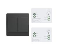 Aovrlcx Nero kit interruttore senza fili senza batterie push autoalimente va e arriva senza fili senza batteria radio interruttore a distanza telerupteur RF433MHz (Black 2Gang 1V2)