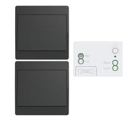 Aovrlcx Nero kit interruttore senza fili senza batterie push autoalimente va e arriva senza fili senza batteria radio interruttore a distanza telerupteur RF433MHz (Black 1Gang 2V1)