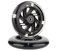 AOWESM 120mm Light Up Scooter Wheels 120 mm PU LED Flash Flashing 3-Wheel Kick Scooters Front Replacement Wheels for Kids Toddles Boys and Girls (2-Pack) (Black)