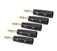 AOWINHIT Adattatore Audio Connettore Mono Maschio da 5 Pezzi 6,35 Mm Design Durevole Placcato in Oro per Cavi per Chitarra e Mixer Nero e Oro 3,3 X 0,7 Pollici