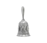 AOWINHIT Campanello Ritmico Campanello Elegante Decorativo in Lega di Zinco Accompagnamento Musicale per Preghiera di Matrimonio Yoga 10 * 4,7 * 4,7 Cm (Modello intagliato argento)