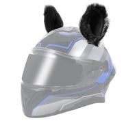 AOWINHIT Casco da Motociclista Orecchie di Gatto Simpatico Peluche Accessori Decorativi per Sci Snowboard Ciclismo Fibra di Poliestere 2 Pezzi (Nera)