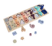 AOWINHIT Giocattoli per Ordinare i Numeri in Legno con Forme Abbinate | Promuove il pensiero logico, presenta anelli colorati, migliora il riconoscimento della forma, misura 39,4x14,3 cm
