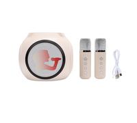 AOWINHIT Macchina per Karaoke Effetti di Luce RGB Portatili Set di Microfono e Altoparlanti BT Wireless per Feste in Casa Materiale ABS da Campeggio All'aperto (Bianco)