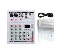 AOWINHIT Mini Mixer Audio Portatile a 4 per la Registrazione in Studio Domestico, Streaming Live, Mixer Compatto con Amplificatore per Chitarra Integrato BT MP3 USB 48V Phantom Power, Ideale per