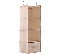 AOWINHIT Organizzatore per Armadio Pensile Elegante Portaoggetti a 4 Ripiani con Cassetto per Armadio della Camera da Letto Grigio 33,07 * 11,42 * 11,42 Pollici (Mobile beige quattro strati con