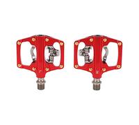 AOWINHIT Pedali per Bici a Doppia Piattaforma MEROCA con Lato Piatto, Design Multiuso Leggero per Mountain Bike, Lega di Alluminio, 1 Paio (Rosso (in scatola))