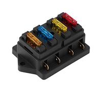 AOWINHIT Porta della Scatola del Fusibile a Lama a 4 Vie Blocco Fusibile Automobilistico Standard con Fusibili 5A 10A 15A 20A per Auto a Barca per Camion