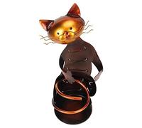 AOWINHIT Portabottiglie per Gatti con Design Antiruggine, 32,7 Cm | Robusta struttura in ferro, scultura decorativa da tavolo, uso multiuso, ideale per casa e ufficio