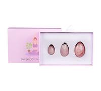 AOWNE Yoni Egg Set di uova di giada forate in quarzo rosa naturale, da donna, per esercizi di Kegel, sfere di cristallo per massaggio, quarzo rosa