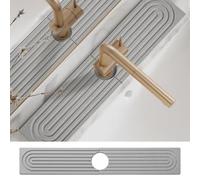 AOWVUTS 60*10cm Tappetino per Rubinetto Del Lavello Della Cucina e Bagno di Diatomee ad Asciugatura Rapida Paraspruzzi Vassoio per Lavandino in Pietra Super Assorbente Accumulo per Bancone (L Grigio)