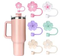 AOWVUTS 6pz Tappo di Cannuccia per Stanley Cup, Copri Cannuccia in Silicone 10 mm, Punte di Paglia di Fiori Riutilizzabili Antipolvere, Copertura per Cannuccia a Prova di Fuoriuscite (Multilorato)