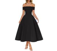 AOWVUTS Abito da Cocktail da Donna Maxi Abito Elegante Spalle Scoperte Vestito Lungo Sexy Aderente Linea A Swing Formale Abiti da Sera per Festa Cerimonia Banchetto Damigella d'Onore
