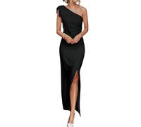 AOWVUTS Abito Lungo da Cerimonia Donna Maxi Abiti Sexy Monospalla Senza Maniche Vestito Aderente Elegante con Spacco Abito da Sera Bodycon per Partito Festa Banchetto Cocktail Formale