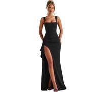 AOWVUTS Abito Lungo da Cerimonia Donna Sexy Maxi Abiti Senza Maniche con Spacco Elegante Abito da Sera con Scollo Quadrato Moda Vestito Aderente Bodycon per Festa Cocktail Banchetto Matrimonio