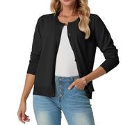 AOWVUTS Cardigan Donna Maglia con Bottoni Golfino Girocollo Classico Leggero Maniche Lunghe Giacca Cappotto Elegante Casual Maglione per Primavera Autunno