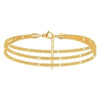 AOWVUTS Cavigliere da Donna, Cavigliera a Strati Regolabile per Donna, Catena per Piedi in Acciaio Inossidabile in Oro o Argento, Gioielli da Spiaggia Impermeabile per Donne e Ragazze (Oro)