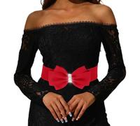 AOWVUTS Cintura Elastiche Donna Cintura con Fiocco Cinture Larga in Vita Ampia Moda Cintura Stretch Alta Vintage Decorative Cintura per Vestire Camicia (A)
