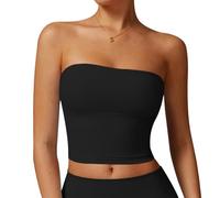 AOWVUTS Crop Top Donna Sexy Estiva Tube Top Y2K Slim Fit Tank Top Senza Maniche Canottiera Corto Sportiva Basic Tubo Fascia Aderente Sottogiacca Moda Senza Spalline Tinta Unita Shirt