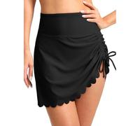 AOWVUTS Donna Gonna da Nuoto Pantaloni da Bagno con Coulisse Sexy Vita Alta Bikini Gonna da Sportivo con Slip Integrato Ruched Elastico Spiaggia Costumi da Bagno per Sport Acquatici