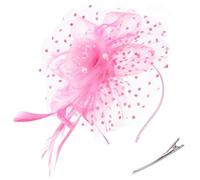AOWVUTS Fascinators per Capelli da Donna Fascinator Copricapo da Sposa con Clip Fascinatori Cappello Fascia di Fiori di Piume Accessori per Ragazze Cocktail Nozze Festa del Tè