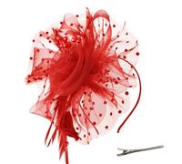 AOWVUTS Fascinators per Capelli da Donna Fascinator Copricapo da Sposa con Clip Fascinatori Cappello Fascia di Fiori di Piume Accessori per Ragazze Cocktail Nozze Festa del Tè