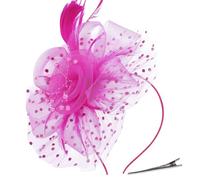 AOWVUTS Fascinators per Capelli da Donna Fascinator Copricapo da Sposa con Clip Fascinatori Cappello Fascia di Fiori di Piume Accessori per Ragazze Cocktail Nozze Festa del Tè