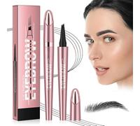 AOWVUTS Matita Sopracciglia, Penna Sopracciglia Liquida con Quattro Punte, Matita Microblading Sopracciglia Waterproof, Matita per Sopracciglia 3D Naturale Durevol Anti Sudore (Nero)