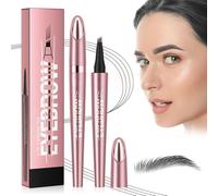 AOWVUTS Matita Sopracciglia, Penna Sopracciglia Liquida con Quattro Punte, Matita Microblading Sopracciglia Waterproof, Matita per Sopracciglia 3D Naturale Durevol Anti Sudore (Grigio)