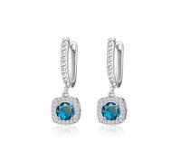 AOWVUTS Orecchini Cerchio Donna Orecchini in Argento Sterling 925 con Zirconi Ipoallergenici Orecchini Huggie Orecchini Cerchio Diamanti Pendenti Regalo di Gioielli per Sposa Matrimonio (Blu)