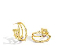 AOWVUTS Orecchini Donna Oro Orecchini Artiglio in Argento Sterling 925 Orecchini a Polsino con Zirconia Cubica Brillanti Piccoli Orecchini a Cerchio Orecchini Anallergici Gioielleria Regalo