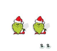 AOWVUTS Orecchini Natalizi per Grinch Donne Orecchini di Natale Divertenti Orecchini Natale di Babbo Gioielli Regali per Le Donne Ragazze Costume di Decorazione Festa di Natale (D)