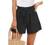 AOWVUTS Pantaloncini Donna Estivi Eleganti Casual Shorts Pantaloncini con Vita Elasticizzata con Coulisse Pantaloni Corti a Gamba Larga (L)