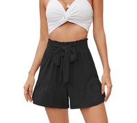 AOWVUTS Pantaloncini Donna Estivi Eleganti Casual Shorts Pantaloncini con Vita Elasticizzata con Coulisse Pantaloni Corti a Gamba Larga (M)