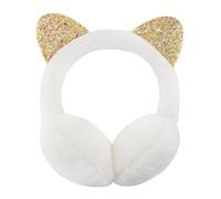 AOWVUTS Paraorecchie Invernali da Donna Paraorecchie Plush Pieghevoli Copriorecchie Gatto in Morbido Earmuffs di Peluche Confortevole Paraorecchie in Pelliccia Sintetica Calde per Il Freddo (BIANCO)