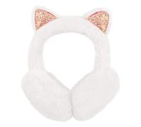 AOWVUTS Paraorecchie Invernali da Donna Paraorecchie Plush Pieghevoli Copriorecchie Gatto in Morbido Earmuffs di Peluche Confortevole Paraorecchie in Pelliccia Sintetica Calde per Il Freddo (Bianco)