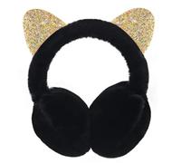AOWVUTS Paraorecchie Invernali da Donna Paraorecchie Plush Pieghevoli Copriorecchie Gatto in Morbido Earmuffs di Peluche Confortevole Paraorecchie in Pelliccia Sintetica Calde per Il Freddo (NERO)