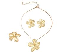 AOWVUTS Parure Gioielli Donna Orecchini Grandi Fiore Boho Fiori Collana con Ciondolo e Anello Parure Gioielli Set Delicato Fiori Elegante Set di Gioielli Retrò Gioielleria Regalo (Rame)