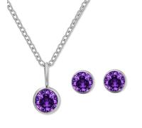 AOWVUTS Parure Gioielli Set Donne, Orecchini e Collana Solitario Zirconi Ciondolo, Set di Gioielli Collana Eleganti Cristallo Regalo Perfetto per le Donne (Giugno)