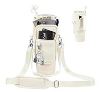 AOWVUTS Porta Borraccia per Stanley Cup 40oz Borsa Porta Bottiglia D'acqua Alla Moda con Scomparto per Cellulare e Tracolla Regolabile Stanley Cup Accessori per Viaggi Escursioni Corsa Sport (Bianco)
